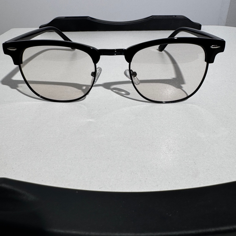 Clubmaster Style Glasses – Clear Lens, Classic Black Frame